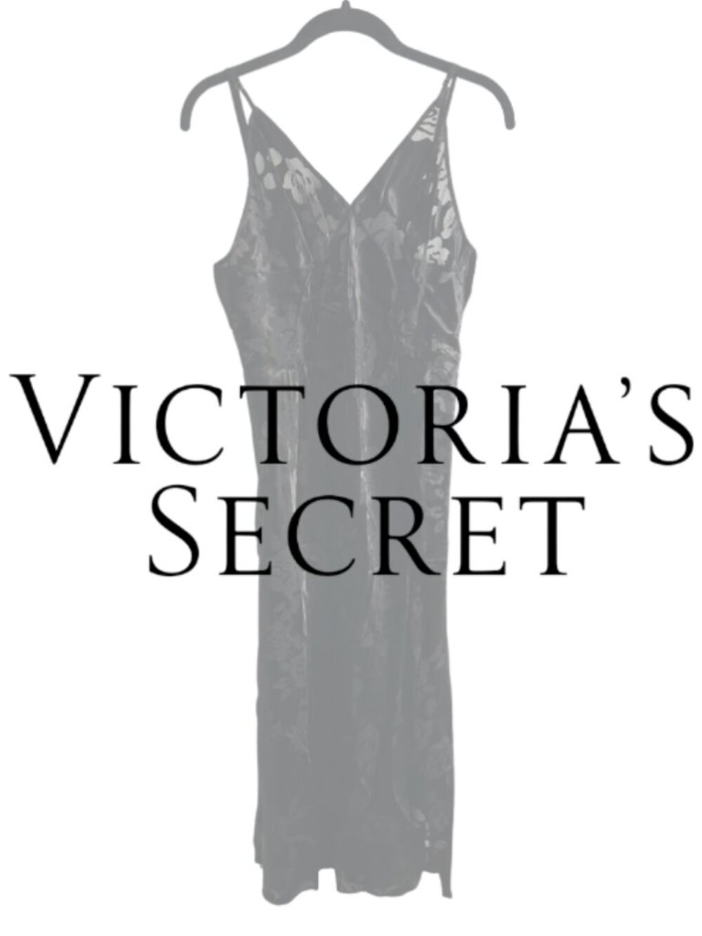 Victoria's Secret Black Burnout Satin Slip Dress | M
